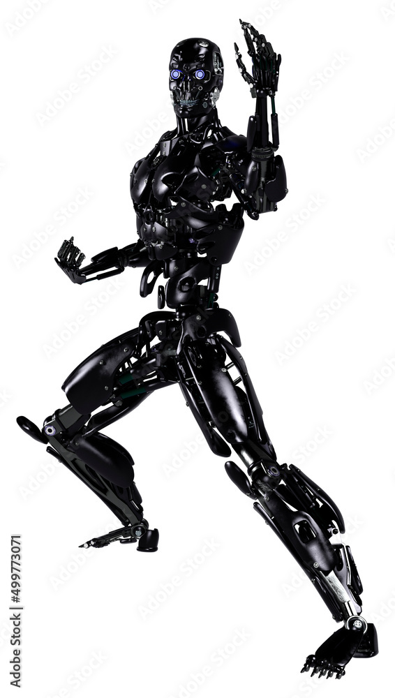 3D Rendering Male Robot on White 3D Rendering Male Robot on White