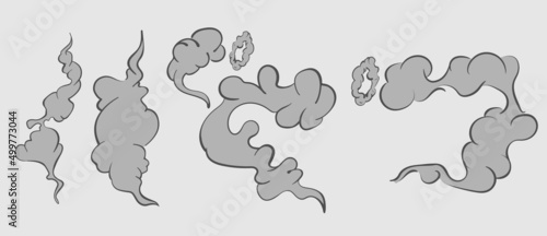 Cartoon smoke set. Smoking bbq clouds cooking