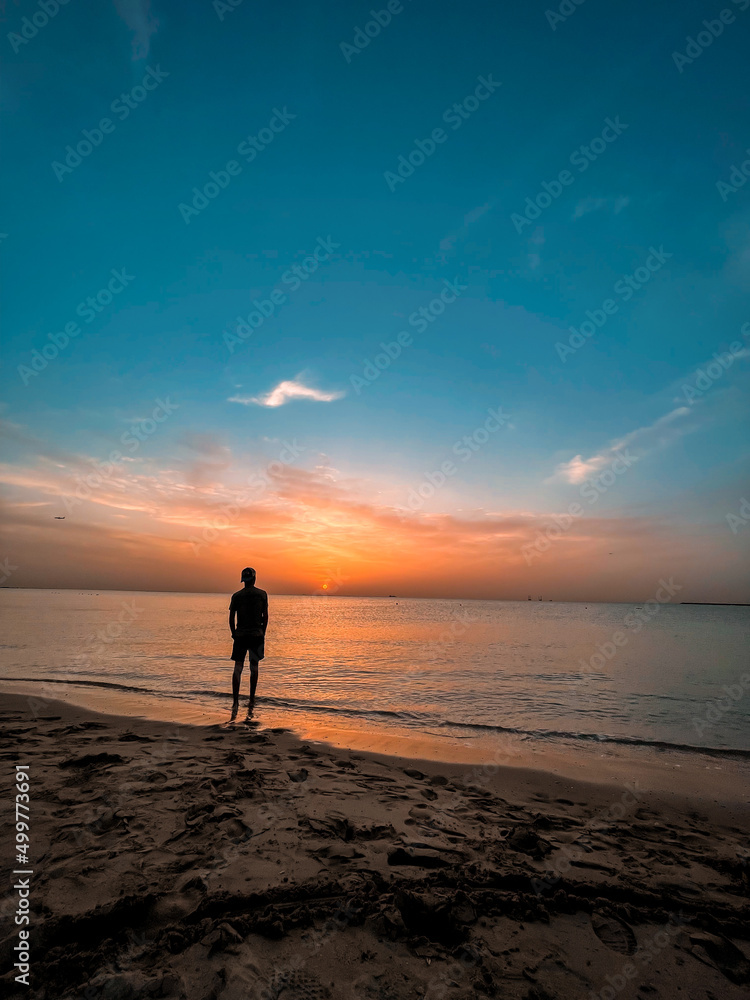 Naklejka premium sunset on the beach