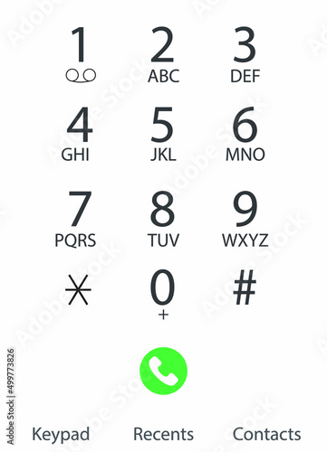 Vector illustration, Mobile phone numbers panel, cellphones digital dialing communication screen, Smartphone dial keypad design