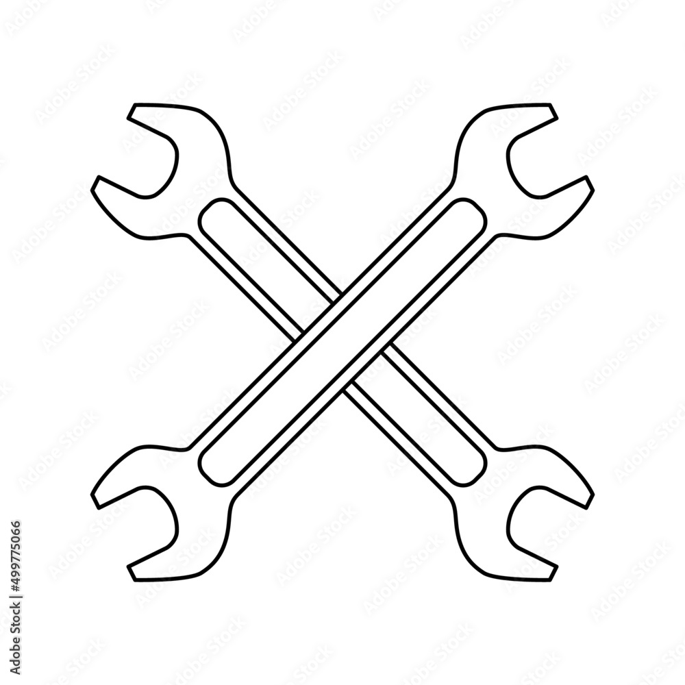 Spanners line drawing on white background. Tools for repairs. Spanners line drawing on white background. Tools for repairs.