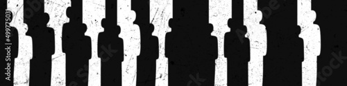 People silhouettes with grunge texture. Wall background with black humans.