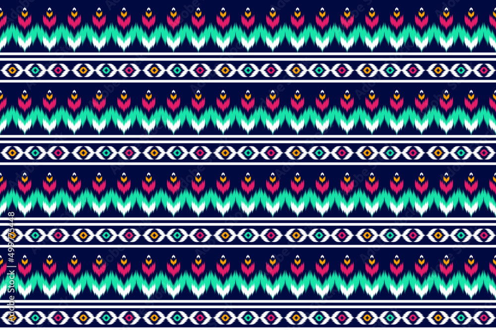 Fabric ethnic pattern art. Ikat seamless pattern in tribal. American, Mexican style. Design for background, wallpaper, vector illustration, fabric, clothing, carpet, textile, batik, embroidery. Fabric ethnic pattern art. Ikat seamless pattern in tribal. American, Mexican style. Design for background, wallpaper, vector illustration, fabric, clothing, carpet, textile, batik, embroidery.