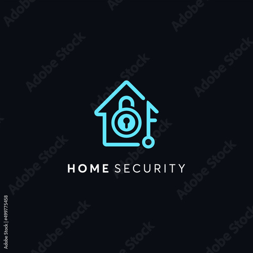 home icon, home security logo and a good padlock