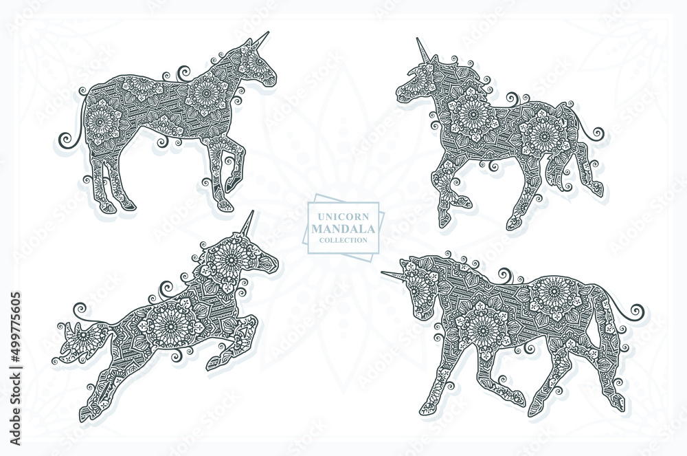 Unicorn Mandala Vector Line Art Style . Boho Style Stock Vector Adobe