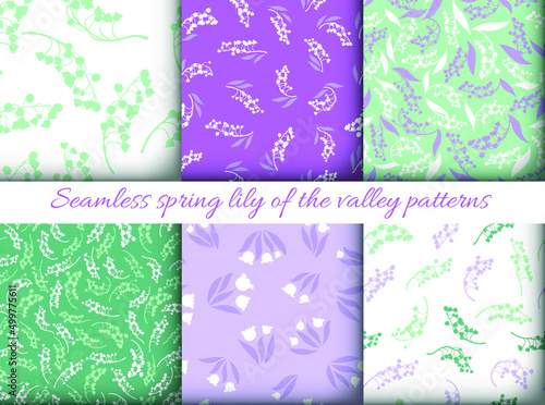 Lily of the Valley Seamless Textile Print. Bud of Convallaria Majalis. Elegan...