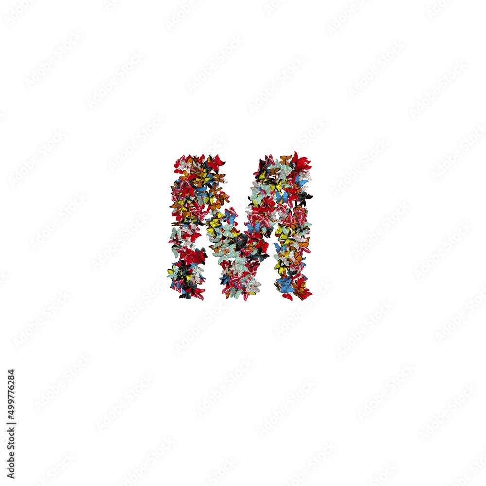 Colored Butterfly Forming Typeface M