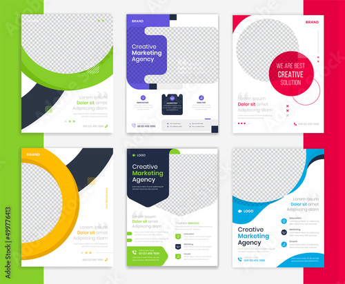 Modern Corporate flyer design template set, business leaflet layout collection, A4 company flyer bundle vector
