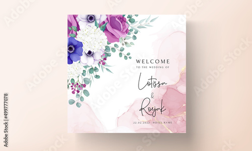 beautiful flower wreath wedding invitation card template