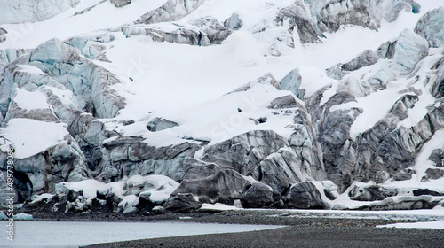 Glacier near Ny-Alesund, Kongsfjord, Kings Bay, Oscar II Land, Arctic, Spitsbergen, Svalbard, Norway, Europe photo