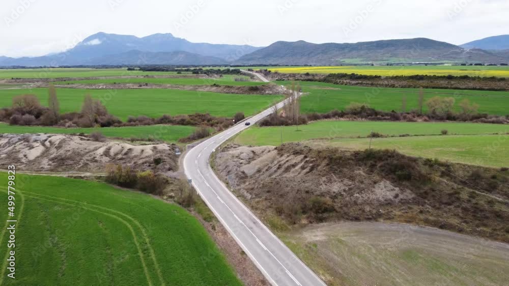 road in the green spring countryside in Navarre, Spain road in the green spring countryside in Navarre, Spain
