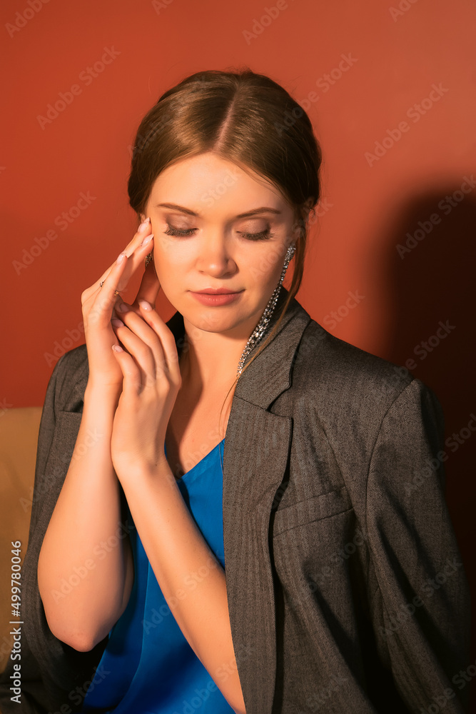 young girl posing at camera, closeup portrait young girl posing at camera, closeup portrait
