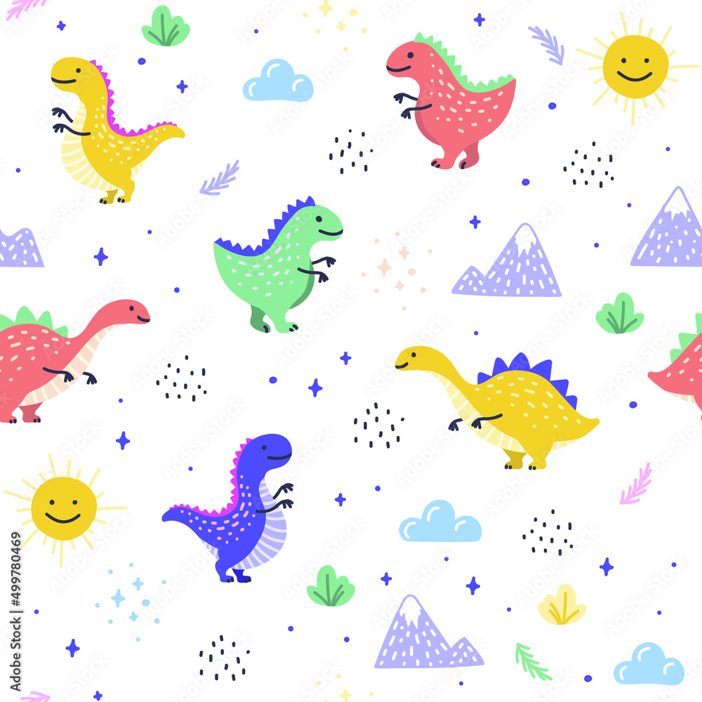 Obraz premium Dino pattern illustration seamless