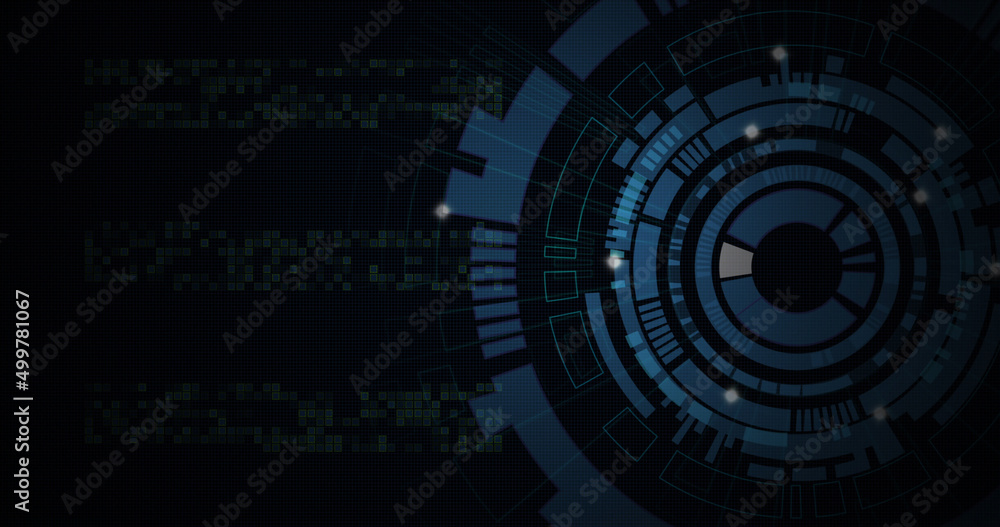Image of moving circles with light spots on black background Image of moving circles with light spots on black background