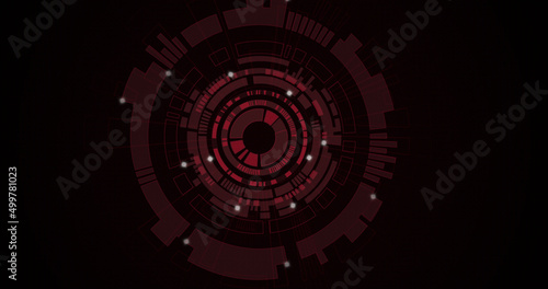 Image of moving circles with light spots on black background