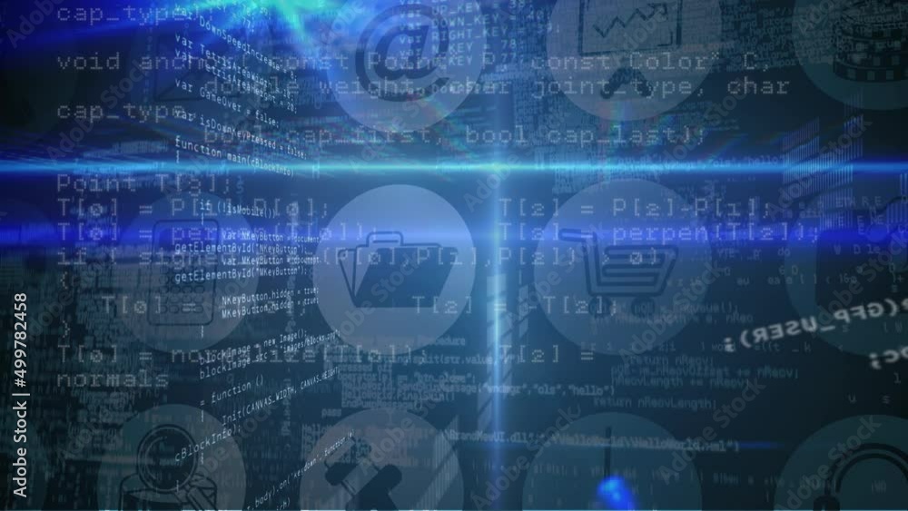 Animation of data processing over black background Animation of data processing over black background