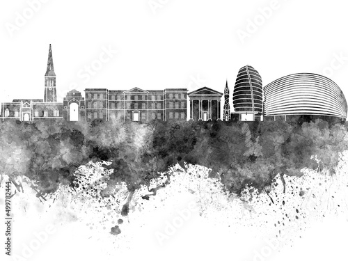 Leicester  skyline in watercolor photo