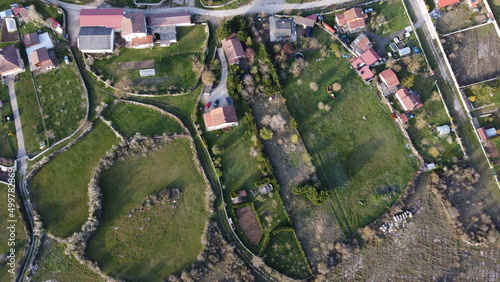 aerial cenital view of a countryside village photo