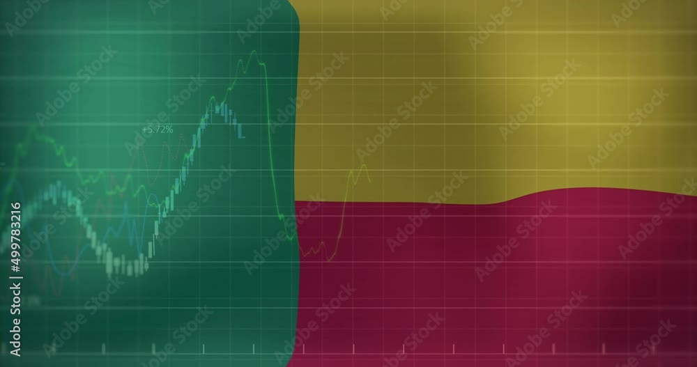 Animation of data processing over flag of benin Animation of data processing over flag of benin