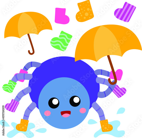 cute spider with socks and umbrella