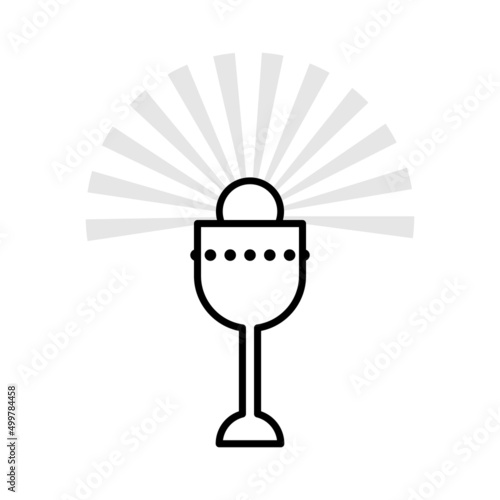 Christian chalice black outline icon. Holy Week. Vector illustration, flat design