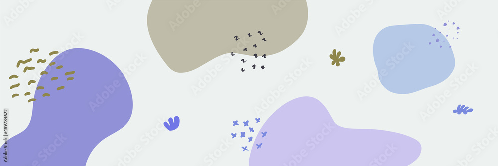 Beautiful pastel social media banner template with minimal abstract organic shapes composition in trendy contemporary collage style Beautiful pastel social media banner template with minimal abstract organic shapes composition in trendy contemporary collage style
