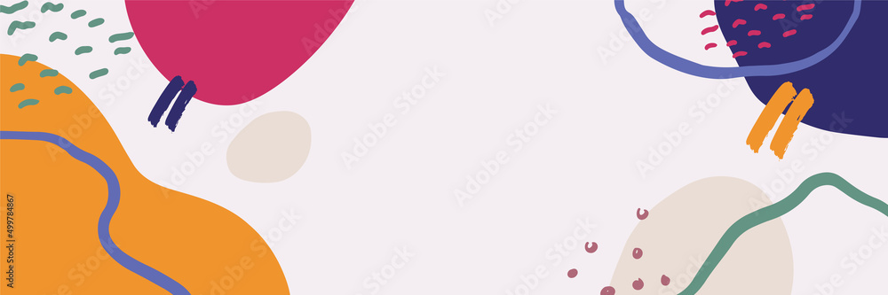 Tropical boho organic minimal banner background. Creative compositions of colorful leaves and floral. Design template for posters, covers, social media, website. Flat style vector illustration Tropical boho organic minimal banner background. Creative compositions of colorful leaves and floral. Design template for posters, covers, social media, website. Flat style vector illustration