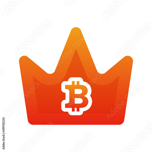 bitcoin crown gradient logo design template icon