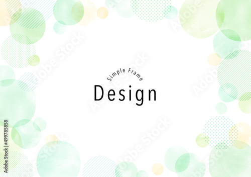 手描き　水彩 グリーンのシンプルフレームデザイン