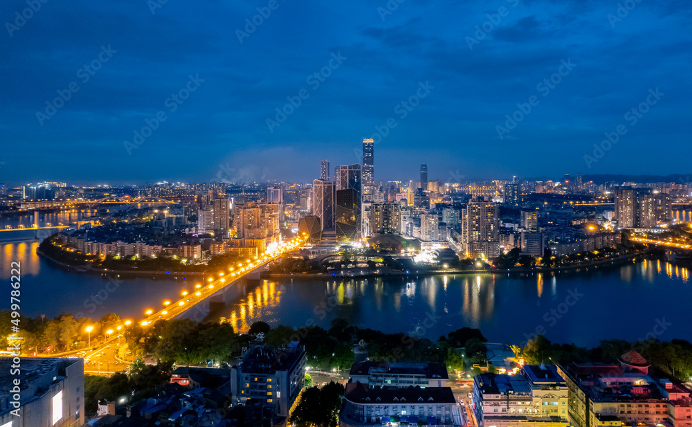 Obraz premium Night view of Liuzhou City, Guangxi, China