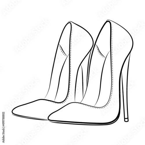 high heels Outline stype vector design element , illustration