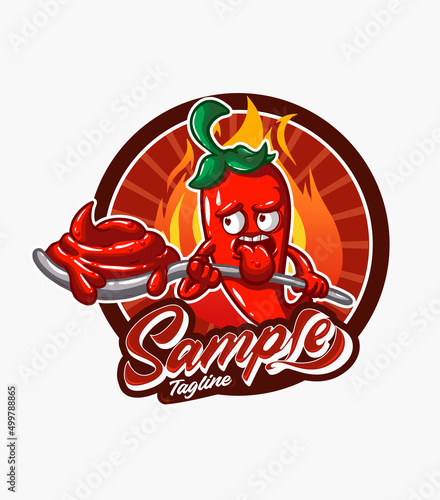 hot chili sauce mascot cartoon character