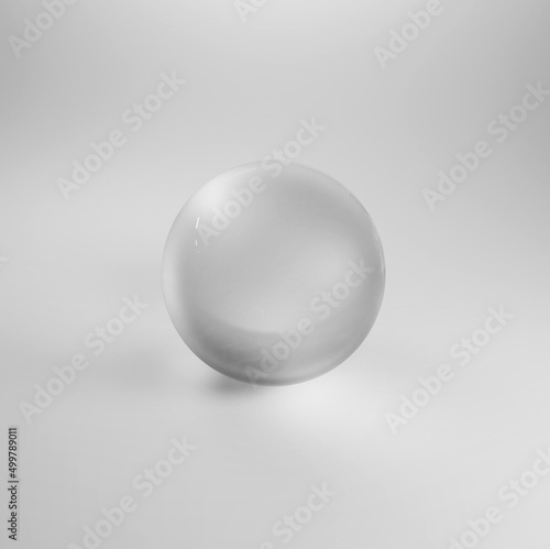 Crystal, transparent ball, sphere on a white background 3d render