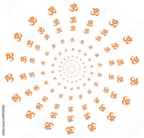 Beautiful Glowing OM / Aum with om rays with white background for wall of Temples, Houses and for interior works etc