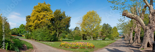 Panoramic view of Wellington Park in Somerset, from Just inside the main entrance gates on a beautiful day in early May. photo
