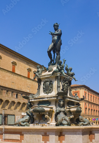 Fountain of Neptune at Piazza del Nettuno in Bologna, Italy