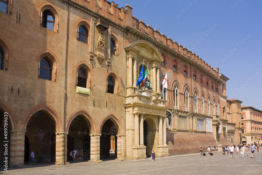 Palazzo d'Accursio (Palazzo Comunale) at Piazza Maggiore in Bologna, Italy