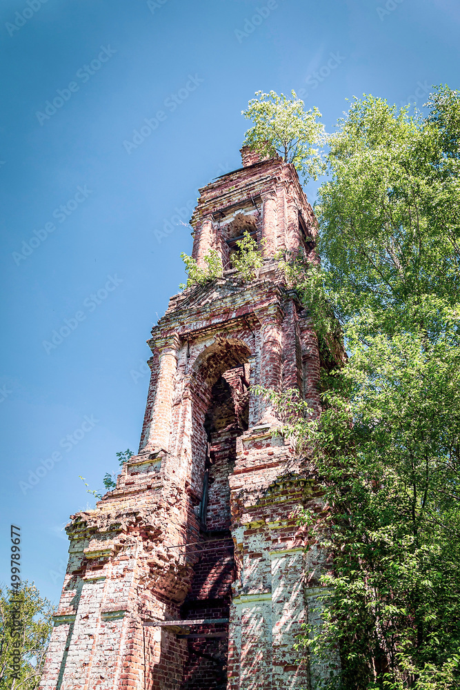 the destroyed Orthodox bell tower