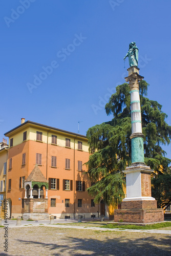 Column "Madonna of the Rosary" at Piazza San Domenico in Bologna, Italy 