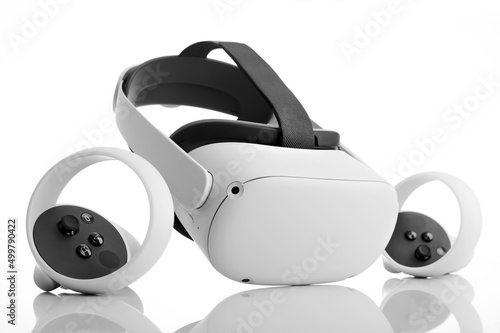 VR virtual reality glasses isolated on white background.