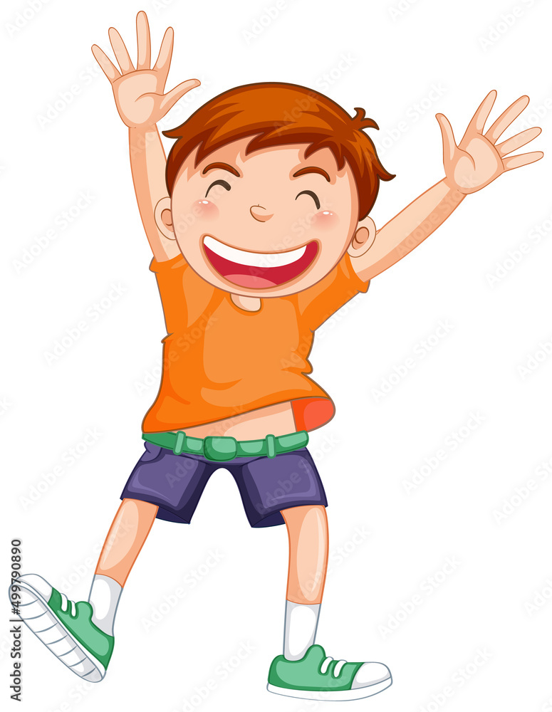 Cute boy cartoon character on white background Cute boy cartoon character on white background