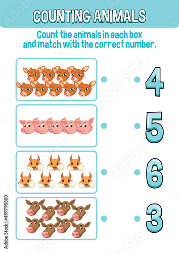 Worksheet design for counting animals