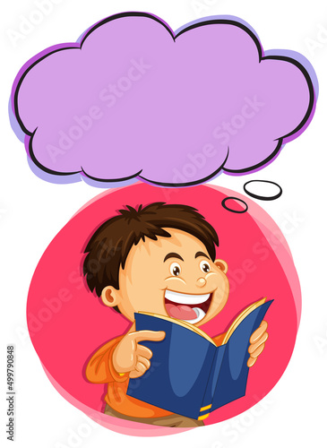 A boy reading with empty callouts