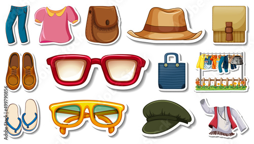 Sticker set of clothes and accessories