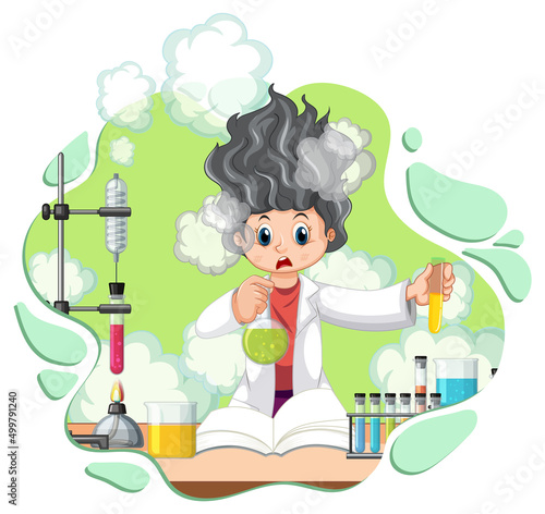 Funny scientist experiment in laboratory
