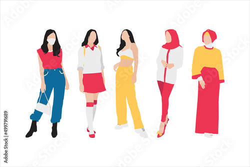 Vector illustration of fashionable women bundle