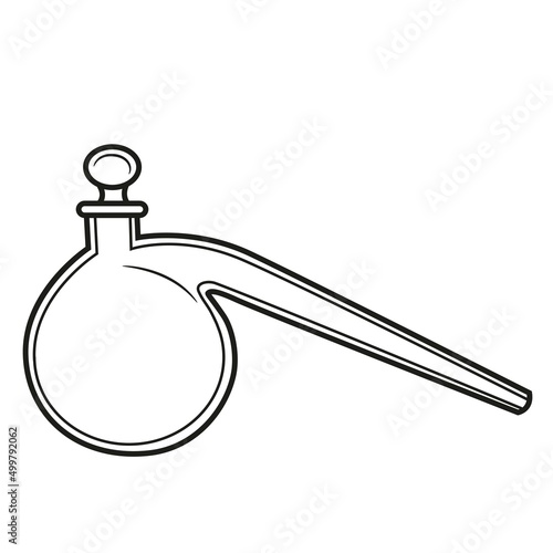 Chemical equipment glass Retort for distillation or for simulating reactions requiring heating outlined for coloring page on white background