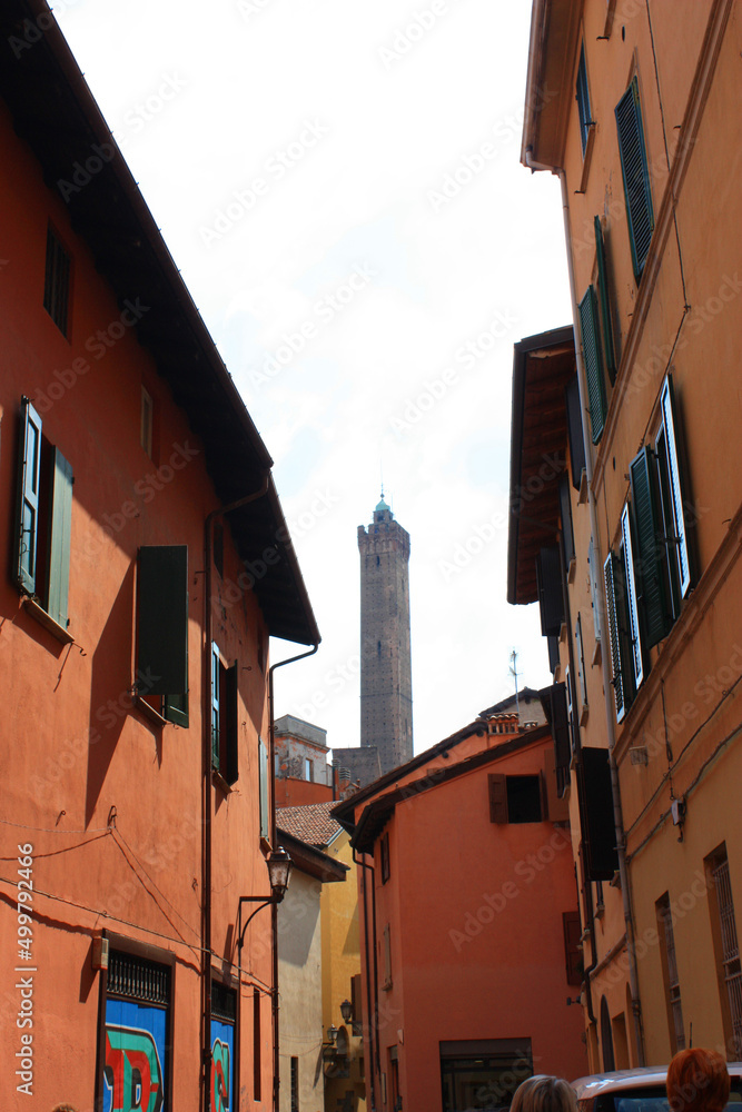 Historical architecture in Old Town of Bologna,