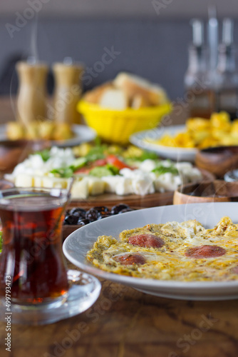 Breakfast or branch in the restaurant. Turkish breakfast.