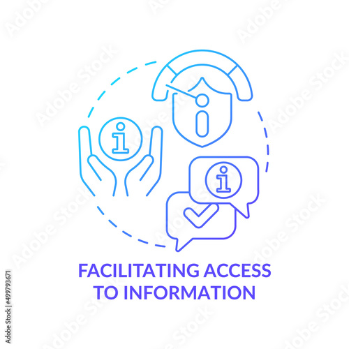 Facilitating access to information blue gradient concept icon. Responsibility of information sector abstract idea thin line illustration. Isolated outline drawing. Myriad Pro-Bold font used